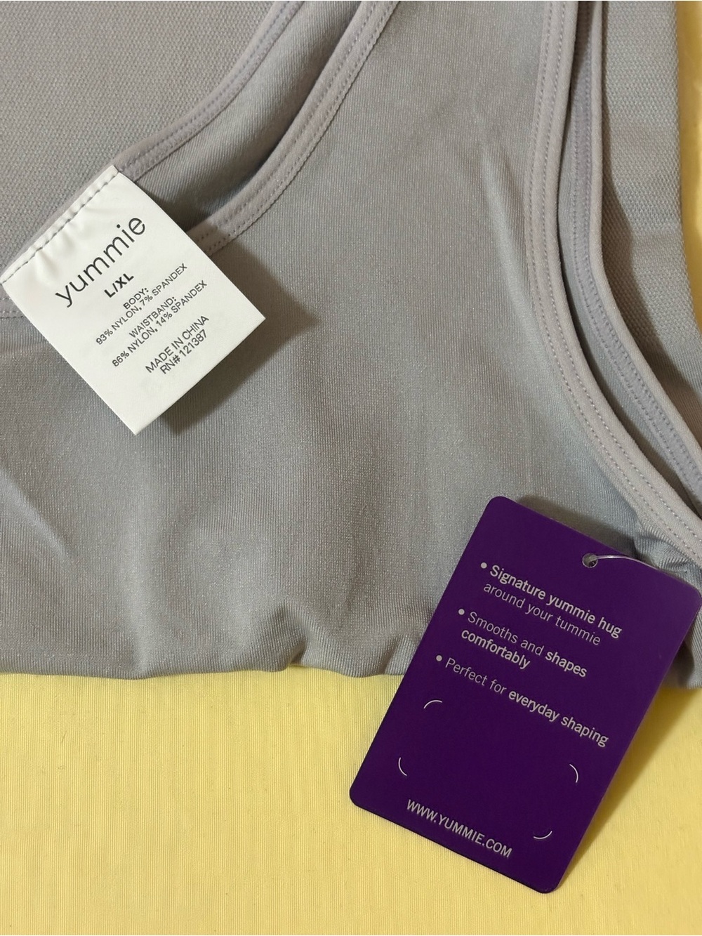 YUMMIE 2-Way Reversible Nylon Spandex Shaping Tank Top Gray Size L/XL NWT - Picture 7 of 9